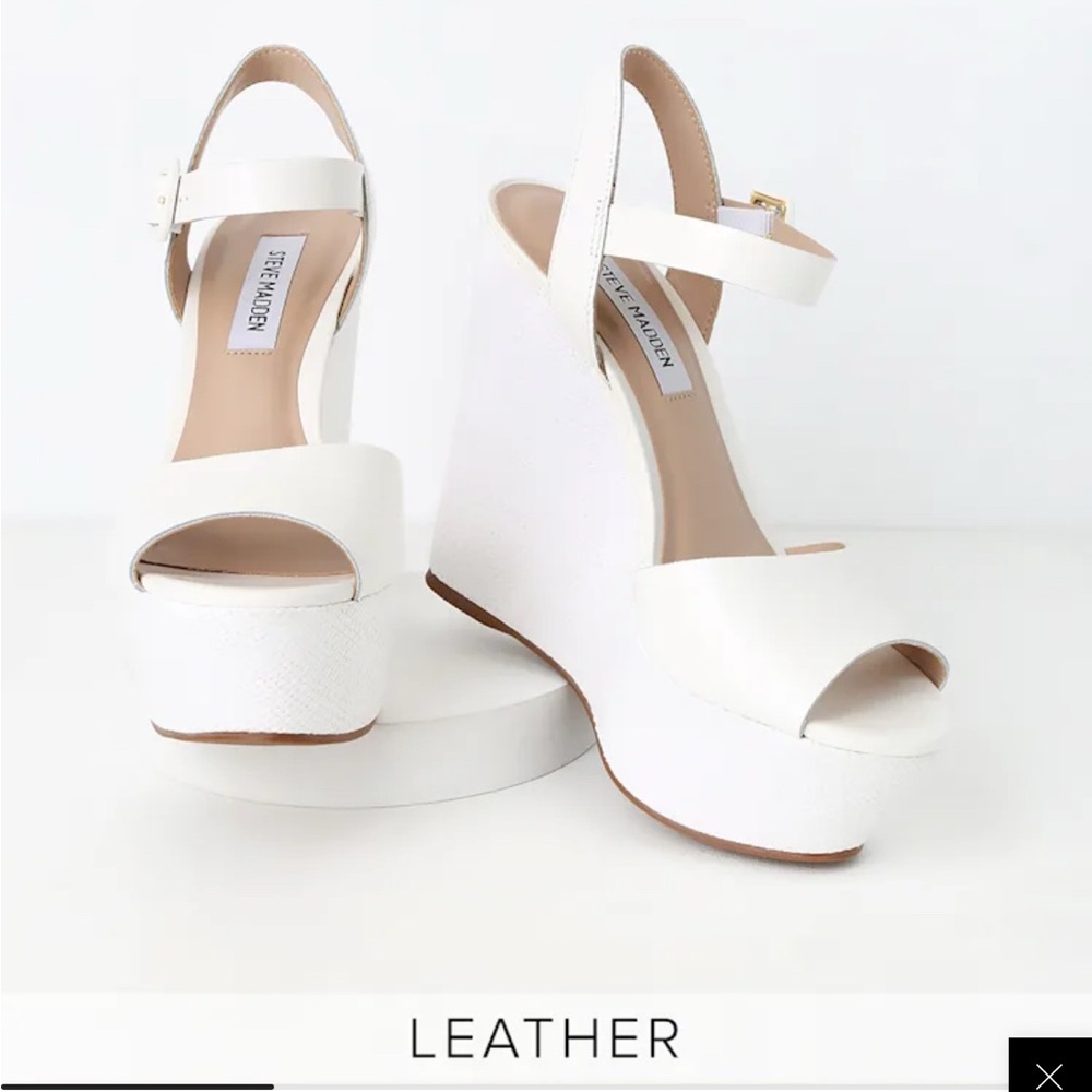 Steve Madden Citrus White Leather Wedges